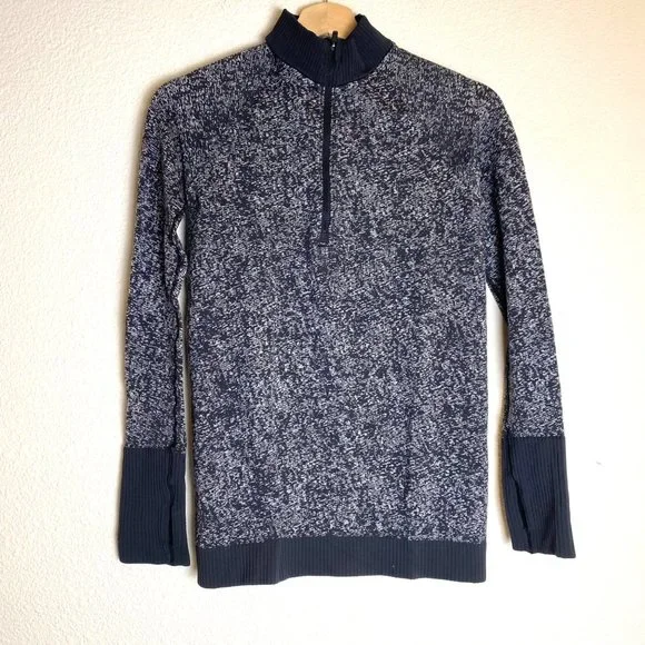 Lululemon Restless Quarter Zip Pullover Long Sleeve Seamless Sweater Grey - Picture 4 of 6